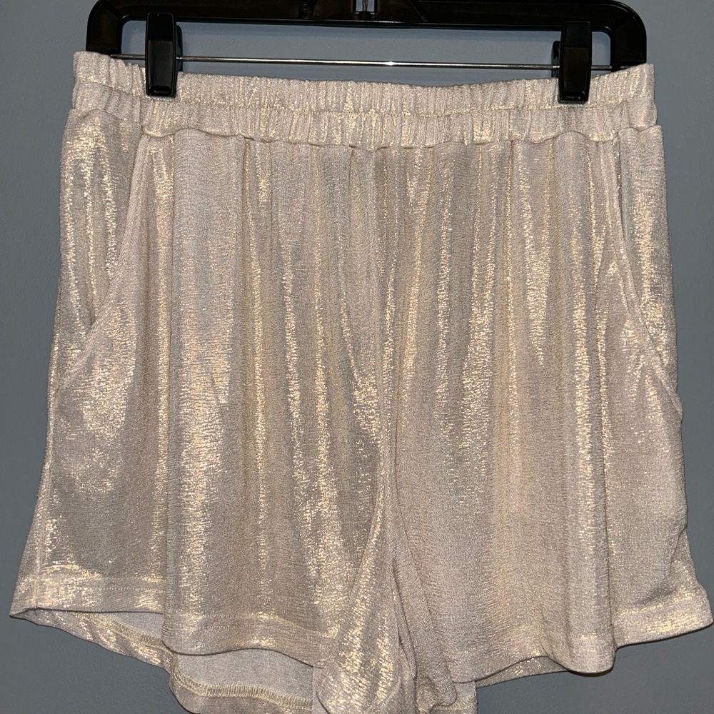 Women's Shimmering Cream Shorts